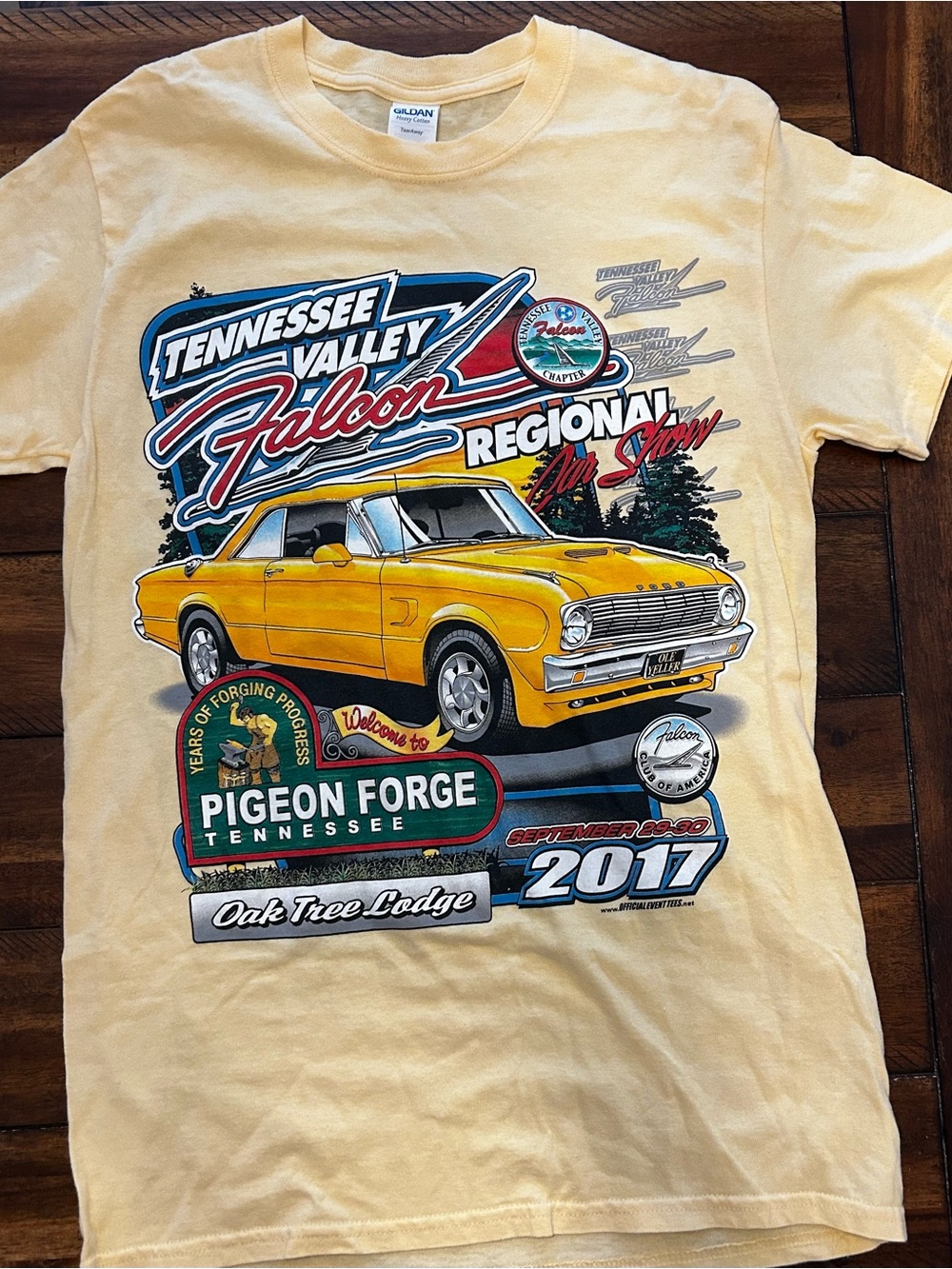 Gildan Yellow Tennessee Valley Falcon Regional Car Show Tee